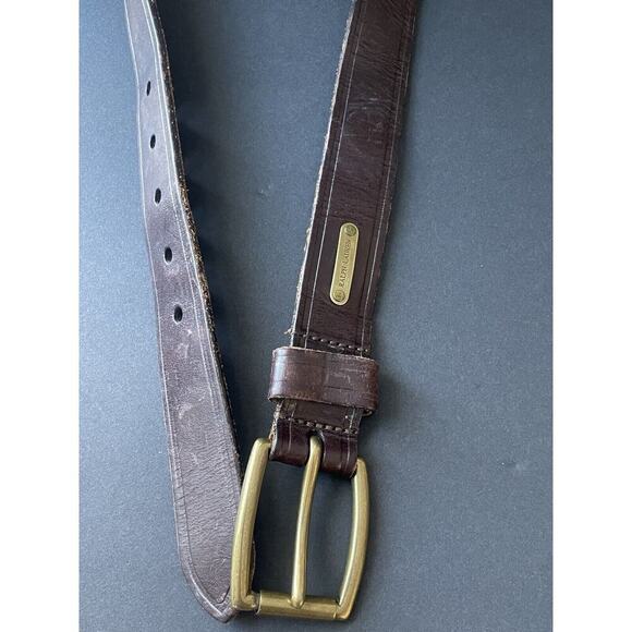 Ralph Lauren Womens Belt Size 32 Brown Genuine Italian Leather Embossed Casual - Picture 5 of 9